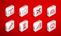 Set line Bus, Arrow, Crossed ruler and pencil, Protractor grid, Triangular, Open book, Hourglass pixel and Ruler icon