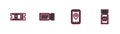 Set line Bus ticket, Infographic of city map, Ticket and icon. Vector Royalty Free Stock Photo
