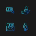 Set line Businessman, Search job, and Worker. Gradient color icons. Vector
