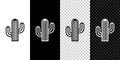 Set line Cactus icon isolated on black and white,transparent background. Vector Royalty Free Stock Photo