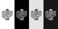 Set line Cactus icon isolated on black and white, transparent background. Vector Royalty Free Stock Photo