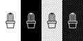 Set line Cactus and succulent in pot icon isolated on black and white,transparent background. Plant growing in a pot Royalty Free Stock Photo