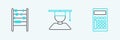 Set line Calculator, Abacus and Graduate and graduation cap icon. Vector Royalty Free Stock Photo