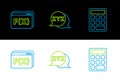 Set line Calculator, Function mathematical symbol and XYZ Coordinate system icon. Vector