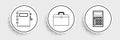 Set line Calculator, Notebook and Briefcase icon. Vector Royalty Free Stock Photo