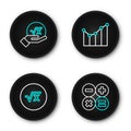 Set line Calculator, Square root of x glyph, Graph, schedule, chart, diagram and icon. Vector