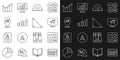 Set line Calculator, Square root of x glyph, Protractor, Graph, schedule, chart, diagram, and Triangle math icon. Vector