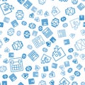 Set line Calendar, Document and cursor and Mobile and envelope on seamless pattern. Vector Royalty Free Stock Photo