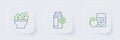 Set line Calorie calculator, Lactose intolerance and Salad bowl icon. Vector Royalty Free Stock Photo