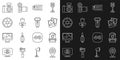 Set line Camera shutter, Photo camera, frame, photo lens, mode macro, and flash icon. Vector Royalty Free Stock Photo