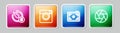 Set line Camera timer, Photo camera, and shutter. Colorful square button. Vector Royalty Free Stock Photo