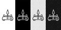 Set line Camping gas stove icon isolated on black and white background. Portable gas burner. Hiking, camping equipment Royalty Free Stock Photo