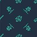 Set line Candy, Bare tree and Handle broom on seamless pattern. Vector