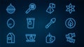 Set line Candy, Tea leaf, bag, Cup with tea, Lemon, Ball strainer, Teaspoon and handle icon. Vector Royalty Free Stock Photo