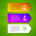 Set line Canister machine oil, Tag with leaf, Recycle inside shield and Eco nature and battery. Business infographic Royalty Free Stock Photo