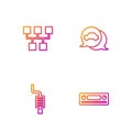 Set line Car Audio, muffler, Gear shifter and service. Gradient color icons. Vector