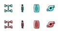 Set line Car key with remote, Chassis car, Shock absorber and Automotive turbocharger icon. Vector