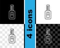 Set line Car key with remote icon isolated on black and white, transparent background. Car key and alarm system. Vector Royalty Free Stock Photo