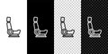 Set line Car seat icon isolated on black and white,transparent background. Car armchair. Vector Royalty Free Stock Photo