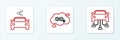 Set line Car sharing, and CO2 emissions cloud icon. Vector Royalty Free Stock Photo