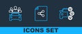 Set line Car sharing, and Share file icon. Vector