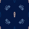 Set line Car spark plug, Award over sports winner podium and Shock absorber on seamless pattern. Vector Royalty Free Stock Photo
