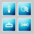 Set line Car spark plug, High beam, mirror and Chassis car icon. Vector Royalty Free Stock Photo