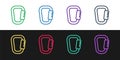 Set line Carabiner icon isolated on black and white background. Extreme sport. Sport equipment. Vector Illustration Royalty Free Stock Photo