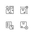 Set line Carton cardboard box, Verification of delivery list, Home services and Cardboard measurement icon. Vector