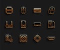 Set line Case of computer, Computer cooler, Processor with CPU, RAM, random access memory, Optical disc drive, and Royalty Free Stock Photo