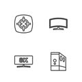 Set line Case of computer, Computer monitor, Target sport and icon. Vector