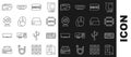 Set line Case of computer, Keyboard, Processor with CPU, SSHD card, Computer mouse, Web camera, Video graphic and Server Royalty Free Stock Photo