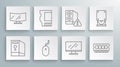 Set line Case of computer, SD card, Computer mouse, monitor screen, RAM, random access memory, Optical disc drive and Royalty Free Stock Photo