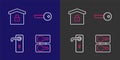 Set line Casting keys, Door handle, Key and House under protection icon. Vector