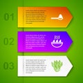 Set line Caviar on a spoon, Soup with shrimps, Seaweed and Fish steak. Business infographic template. Vector