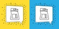Set line Cement bag icon isolated on yellow and blue background. Vector Illustration