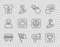 Set line Censored stamp, Shield, Ball on chain, Peace, Hospital signboard, Megaphone and dollar and Caduceus snake