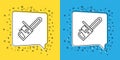 Set line Chainsaw icon isolated on yellow and blue background. Vector Illustration Royalty Free Stock Photo