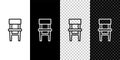 Set line Chair icon isolated on black and white background. Vector Royalty Free Stock Photo