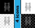 Set line Chair icon isolated on black and white, transparent background. Vector Royalty Free Stock Photo