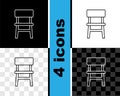 Set line Chair icon isolated on black and white, transparent background. Vector Royalty Free Stock Photo