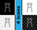 Set line Chair icon isolated on black and white, transparent background. Vector Royalty Free Stock Photo