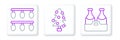 Set line Champagne bottle, Christmas lights and tree icon. Vector
