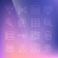 Set line Chat bot, Artificial intelligence AI, Server, Computer api interface, Data, Photo retouching, Funnel or filter Royalty Free Stock Photo