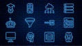 Set line Chat bot, Computer api interface, Network cloud connection, Funnel filter, Artificial intelligence robot Royalty Free Stock Photo