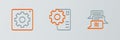 Set line Chat bot, Computer api interface and Neural network icon. Vector Royalty Free Stock Photo