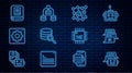Set line Chat bot, Neural network, Server, Computer api interface, Artificial intelligence AI, Processor CPU and Data Royalty Free Stock Photo