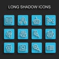 Set line Chat bot, Processor CPU, Server, Data, Binary code, Artificial intelligence robot and Photo retouching icon Royalty Free Stock Photo