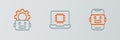 Set line Chat bot, Robot setting and Processor CPU icon. Vector Royalty Free Stock Photo