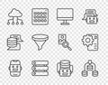 Set line Chat bot, Server, Data, Computer monitor, Network cloud connection, Funnel filter, Artificial intelligence